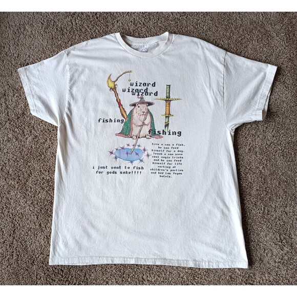 Dogecore Other - Capybara Wizard Fishing T-Shirt Men's Size XL Tan Graphic Short Sleeve